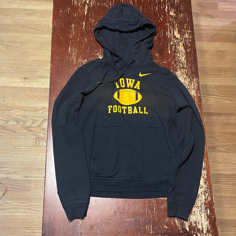 Nike Black and Yellow Iowa Football Hooded Sweatshirt M